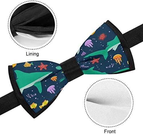 בייקוטואן כרישים ודגים מודפס מראש עניבות עניבת פרפר גברים של עניבת פרפר מצחיק מתכוונן