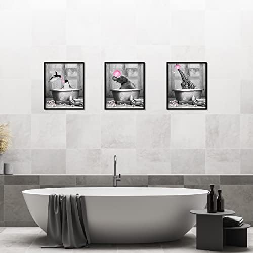 אמנות אמבטיה אמנות הדפסים בעלי חיים הדפסים עיצוב אמבטיה סט של 6 כרזות בד תמונות תמונות יצירות אמבט