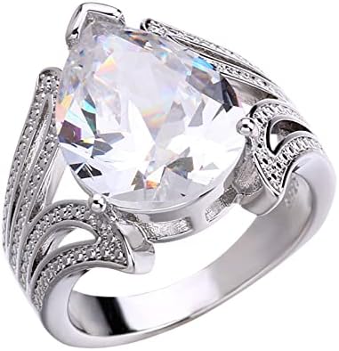 טבעת זירקון בצורת אגס עם טיפות מים יצירתיות מעורבות יהלום נוצצת תכשיטים תכשיטים תכשיטים
