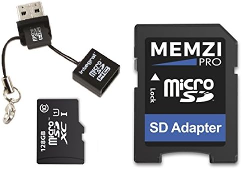 כרטיס זיכרון ממזי פרו 128 ג ' יגה-בייט 10 80 מגה-בייט/שניות עם מתאם מיקרו-אס-בי וקורא מיקרו-אס-בי לסמסונג