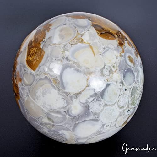 Gemsindia 6150 CT אוקיינוס ​​טבעי ג'ספר אבן חן גביש כדור גביש כדור ריפוי כדור מעמד ~ 3.75 בקוטר