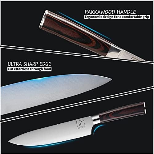 מטבח סכין סט עם בלוק, אימרקו 16-חתיכה יפני סכין בלוק סט, אולטרה חד נירוסטה סכין סט עם נשלף