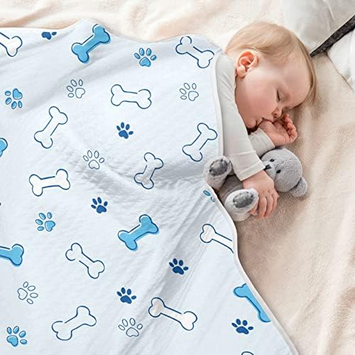 שמיכת שמיכה של כלב כפה הדפסת כותנה שמיכת כותנה לתינוקות, קבלת שמיכה, שמיכה רכה קלה משקל עריסה,