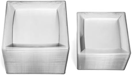 יצירות אואזיס צלחות מרובעות ברורות להגדיר 9 - 50 ספירה-פרימיום קשיח פלסטיק שקוף-חד פעמי לשימוש