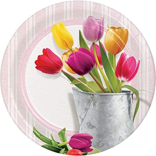יצירתי המרת אביב צבעונים נייר צלחות, 9, רב צבע