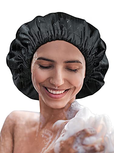 משי כובע מקלחת סאטן מרופד סופר גדול לנשים שיער מתולתל ארוך מתכוונן