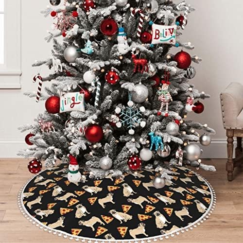 חצאית עץ חג המולד עם קיצוץ פום פוג-כלבים-פיצה קישוטי בית חג המולד 30