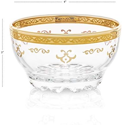 קערות קינוח זכוכית ברורות/כוסות עם ערכת עיצוב זהב עשיר של 6- מדדים: 4 D x 3 H