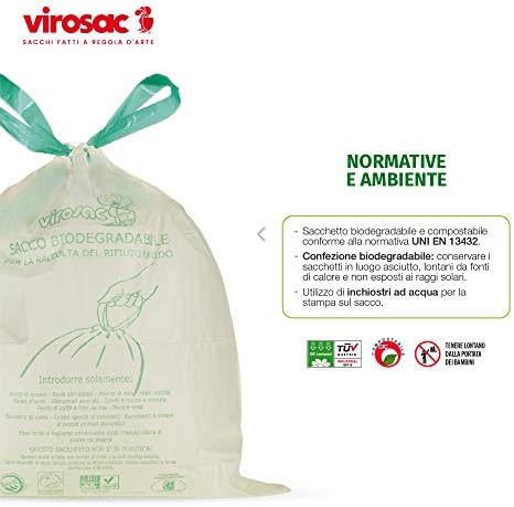 Virosac שקיות פסולת מתכלות עם ידיות נשלפות - 30 חתיכות