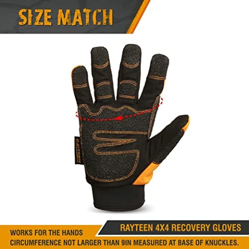 Rayteen XL גודל 4x4 כפפות עבודות התאוששות עם הגנה אנטי-סקרט של Kevlar על אצבע וכף היד, לוגו רפלקטיבי