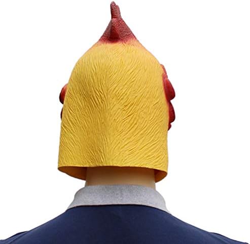 AMOSFUN תרנגולת תרנגולת תלבושת סוס מזויף נרתיק גומי פנים ראש חיה עורב ברווז- ליל כל הקדושים תרנגול