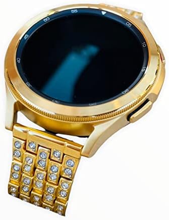 Custom De Billas Lux 24K זהב 46 ממ מצופה סמסונג גלקסי שעון 4 אבני חן לוחיות זהב LTE