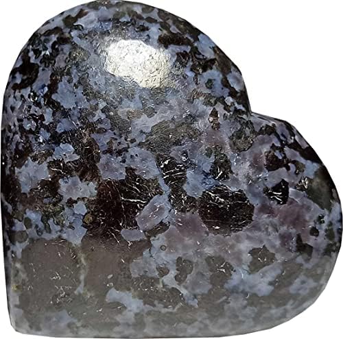 Aldomin® Indigo Gabbro Pepy Heart בצורת 50 עד 65 גרם אבן טבעית קריסטל רייקי ריפוי חן חן מתנה קריסטל