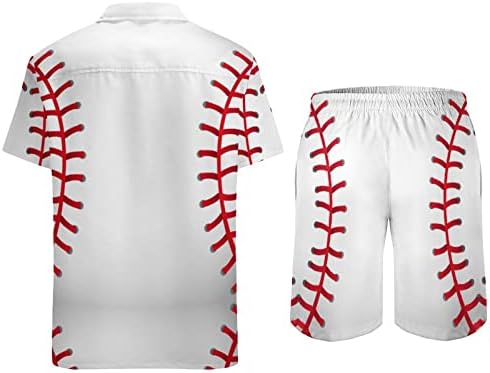 WEEDKEYCAT כדור בייסבול תלבושות חוף לגברים 2 חלקים כפתור הוואי למטה חולצה מטה שרוול קצר ומכנסי תא מטען קצרים