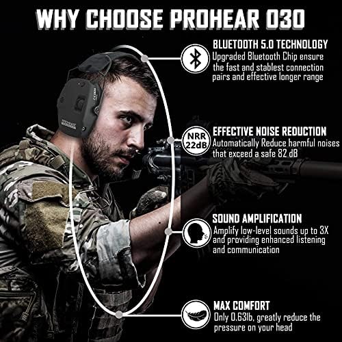 Prohear 016 & 030 פסיבי ואלקטרוני עם ירי בלוטות 'הגנה על אוזניים, אוזניים בטיחות, מגן שמיעה דק עם פרופיל