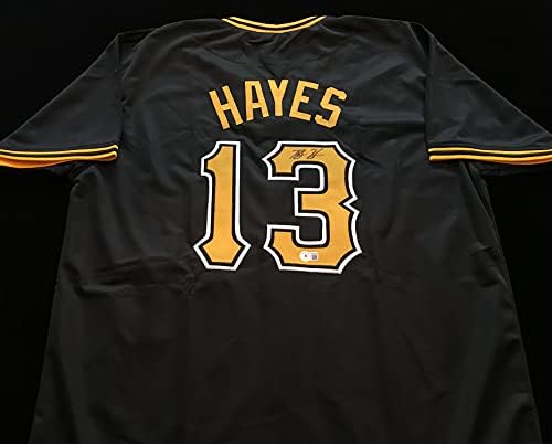 Ke'bryan Hayes חתמה על חתימה עם חתימה שחור בייסבול שחור בקט COA - Size XL