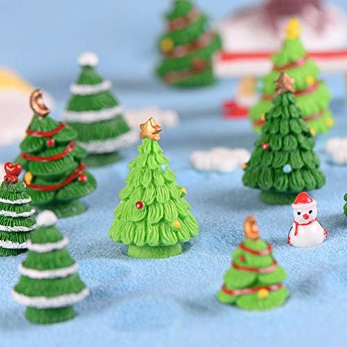 Ultnice 40 pcs מיני שרף עץ חג המולד מיקרו נוף קישוטי עץ עץ חג המולד פסל מיניאטורי פסל חג המולד עץ