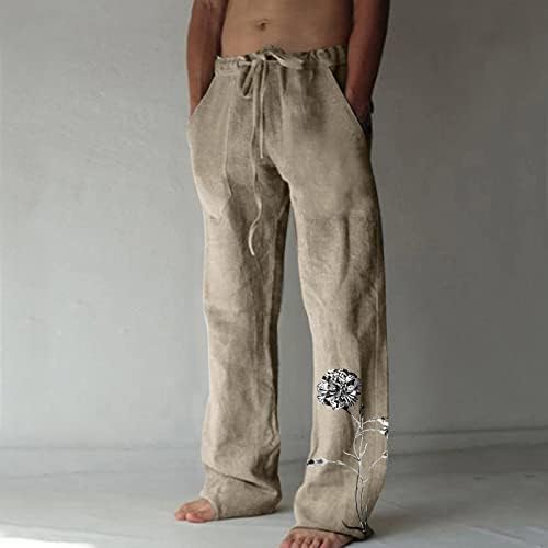 מכנסי פשתן כותנה גברים קלאסיקות מכנסי טרנינג ישר מכנסיים קיץ מכנסיים מזדמנים רופפים מכנסיים ארוכים קלים