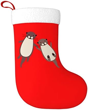 Cutedwarf Happy Otter Christma Stockings חג המולד קישוטי עץ גרביים לחג המולד למסיבות חג חג המולד 18 אינץ '