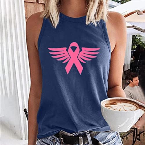 נערות נוער צוואר צוואר סטרץ 'חולצות חולצות מזדמנים אפוד חולצות חולצות ללא שרוולים הדפסת סרטן שד סרטן קאמי טנק
