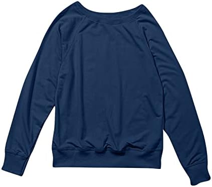 נשים 2022 פשוט צווארון עגול ארוך שרוול מזדמן מוצק צבע דק בכושר רגוע סוודר חולצות חולצות