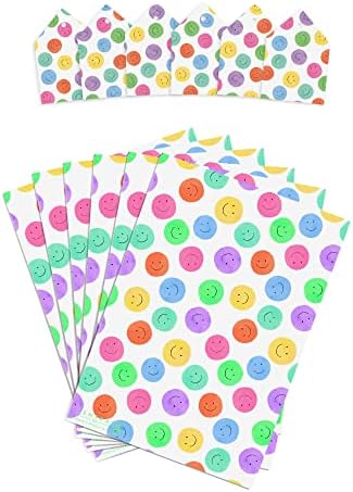 מרכזי 23 מנוקדת גלישת נייר-6 גיליון צבעוני מתנה לעטוף - סמיילי פרצופים-עבור יום הולדת תינוק מקלחת חג