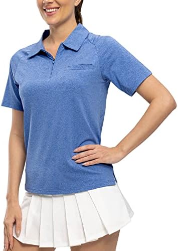 חולצות פולו לנשים TBMPOY חולצות שרוול קצר UPF 50+ רוכסן גולף אתלטי חולצות טיול חולצות ספורט יבש