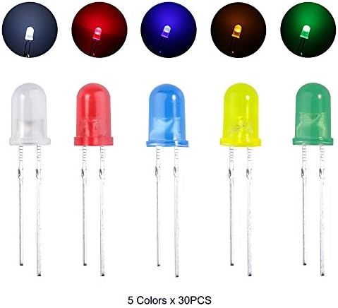אלגו 3 ממ ו -5 ממ מפוזר ומגוון ערכת LED שונה 5 צבעים חבילה של 600 תואם לארדואינו