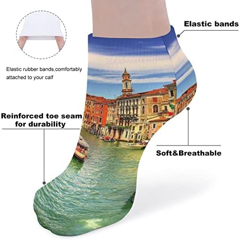 מים איטליה של ונציה, 5 זוגות גרבי קרסול מצחיקים גרביים אתלטים ללא מופע מרופדים לגברים נשים