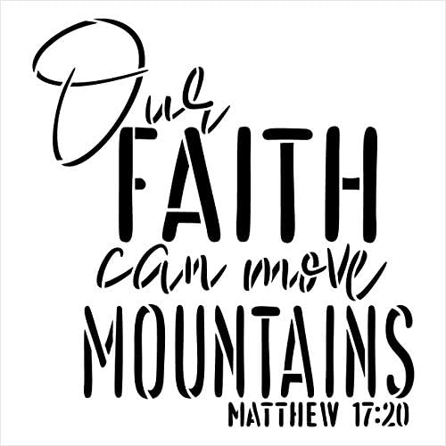 מתיו 17: 20 סטנסיל על ידי סטודי12 / אמונה יכולה להזיז הרים / השראה נוצרית רהוט מתנה עשה זאת בעצמך / אמונה מלאכה