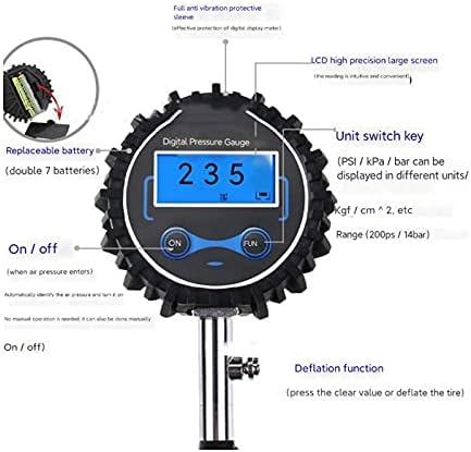XWWDP דיגיטלי צמיג מהיר/צמיג מכונת אוורור מכונית מכונית מד צמיג מד לחץ 3-200PSI מד לחץ דיגיטלי