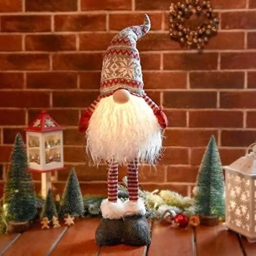 אורות חג המולד קישוטי גנום לוולנטיין עם פונניטון מוסיקה, 2022 קישוטים חג המולד בעבודת יד פצל צלמית עם כובע