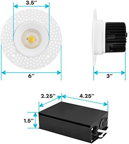 LUXRITE 4 אינץ 'LED LED תאורה שקועה, 5 צבע הניתן לבחירה 2700K-5000K, תאורת גבס, 1000 לומן, לעומק, רטוב, מדורג