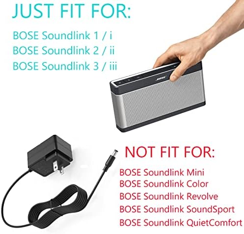 מטען מתאים ל- Bose-Soundlink I, II, III, 1, 2, 3 רמקול Bluetooth אלחוטי 404600 414255 306386-101 369946-1300 301141