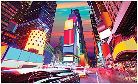 מחזיק מברשת שיניים קרמיקה של Ambesonne NYC, נוף לילה צבעוני במיוחד בזמנים מפורסמים Square New York