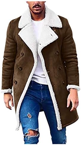 מעילי חורף של ADSSDQ Mens, ז'קט שרוול ארוך במכללה טוניקה חורפית טוניקה מזדמנת מעיל דש הדוק עבה עם כיסים