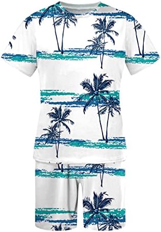 קיץ גברים 2 תלבושות גברים גברים אביב קיץ 2 חליפה חליפה חוף חוף שרוול קצר מודפס חולצה חולצה מזדמנת