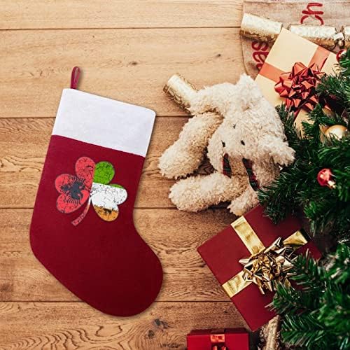 דגל אירי אלבני שמרוק גרבי חג חג המולד אדום לחג חג המולד לקישוטים לבית עץ חג המולד גרביים תלויים