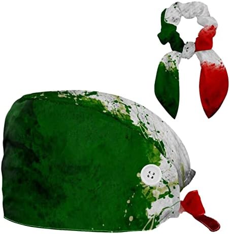 כובע עבודה מתכוונן עם כפתור, דגל איטליה דגל ירוק לבן כובע אדום כובע, כובעי קשירה לאחור עם שיער קשת מקושק