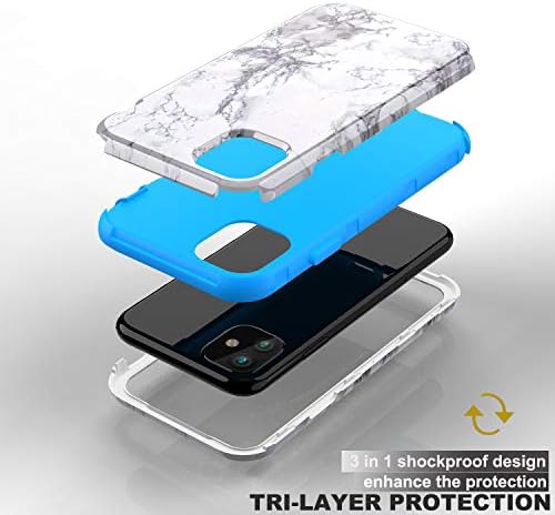 מארז אייפון 11, סדרת שיש ייחודית של אוזר שלוש שכבות גומי ג 'ל סיליקון רך וכיסוי אחורי קשיח פגוש מגן מגן היברידי