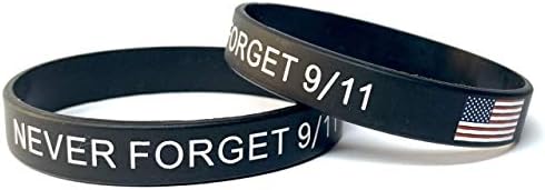 9-11 לעולם אל תשכח צמיד 911 אמריקאי דגל דק קו סיליקון צמיד על ידי מלאית