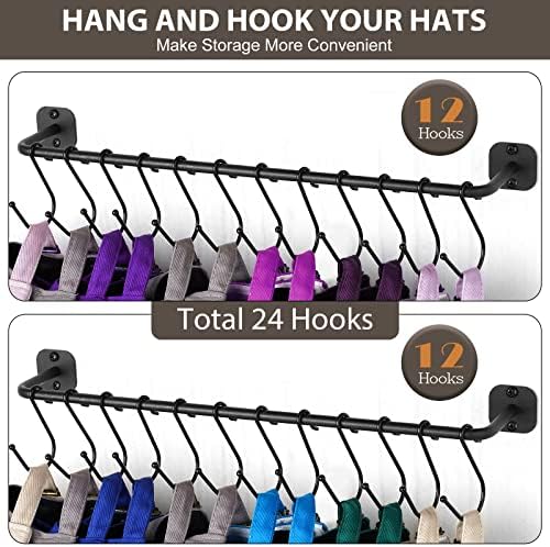 היידרמוס כובע מתלה עבור קיר 24 כובעי בייסבול, מודרני מתכת כובע ארגונית עם 24 ווי כובע מחזיק קיר