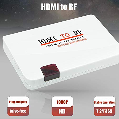 תיבת ממיר קואקסיאלית HDMI ל- RF, 1080p מתאם וידאו תמיכה קלט HDMI רזולוציה: 480i/480p/576i/576p/720p/720i/1080i/1080p