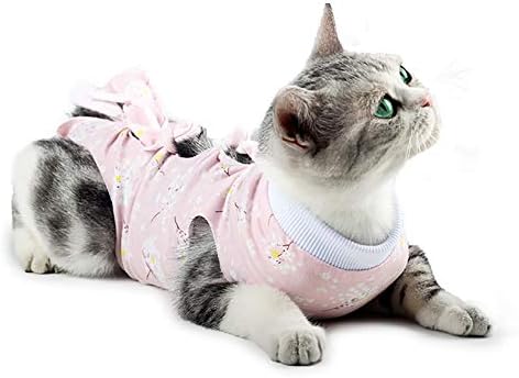בגדי חיות מחמד של Gotodog לחתולים חולצת התאוששות חליפת חתול קיץ תחבושת נשית חוט גמילה חליפת חתול חליפה ורוד