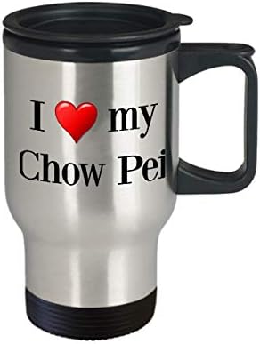 ספל נסיעות של צ'או פיי - פלדת אל חלד מבודדת תרמית Chow Show Pei חובב כלבים מתנה ספל קפה מתנה