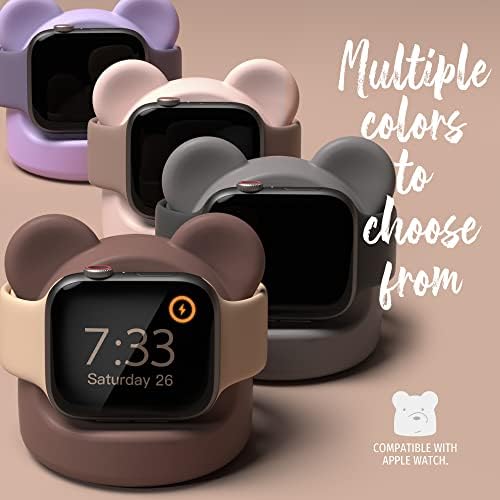 Afooyo Bear Charger Stand Silicone Duck מחזיק עבור Apple Watch Series 8/Ultra/SE2/7/6/SE/5/4/3/2/1, Dear