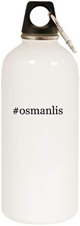 מוצרי מולנדרה OSMANLIS - 20 OZ hashtag בקבוק מים לבנים נירוסטה עם קרבינר, לבן