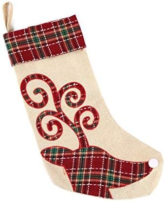 Yayiya T7222J פשתן גרבי חג המולד שקית מתנה לקישוט גרביים תלויים לחג המולד
