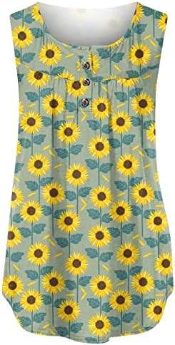 חולצות חג לנשים 2023 אביב צווארון כפתור ללא שרוולים חולצת חולצת פרחים הדפסת גופיות נשים מזדמנים