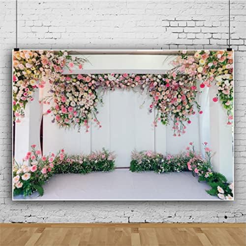 Oerju 10x6.5ft תפאורות לחתונה לקבלה לחתונה פרחוני קיר פרחוני תפאורה ורוד פרחי ורד רקע טקס חתונה כלות